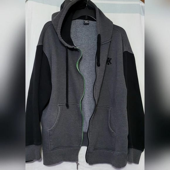 Avirex Men's‎ Black and Grey Hooded Sweater, Size XL Vintage - Picture 2 of 10